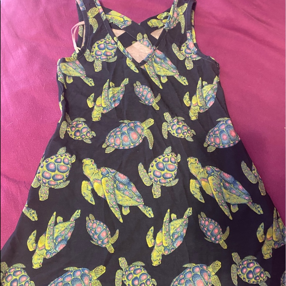 NWT SIMPLY SOUTHERN CRISS CROSS BACK DRESS TURTLE PRINT SIZE 2T